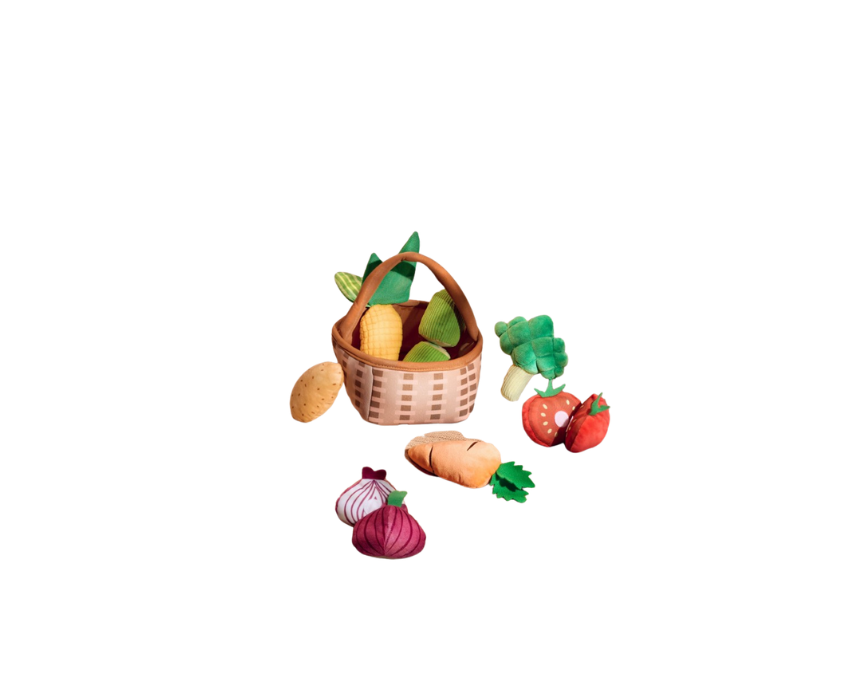 98 Interactive Plush Vegetable Toys Set with Basket - Image 1