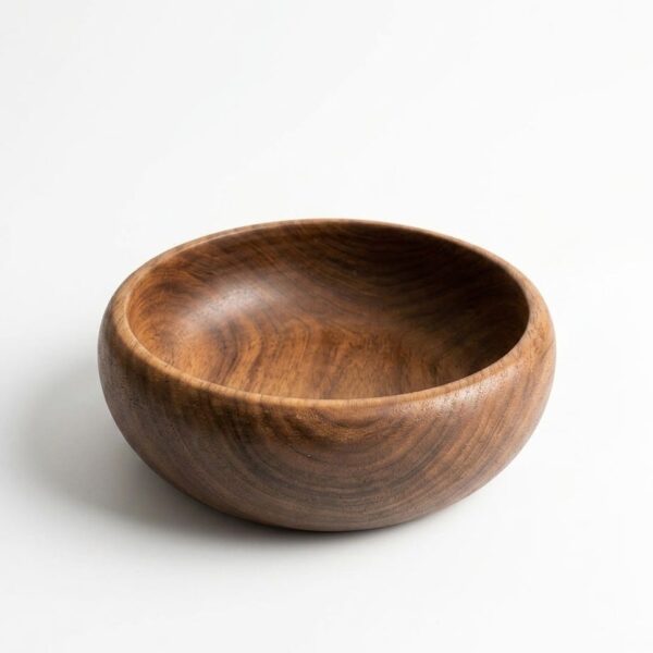 Premium Walnut-Toned Wooden Bowl