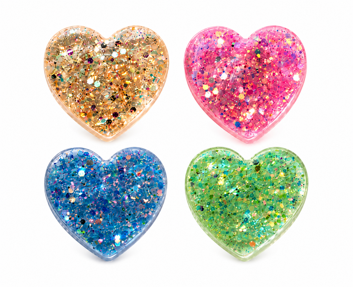 Crystal Hearts Grips Phone Grip - Glitter Hearts - Image 1