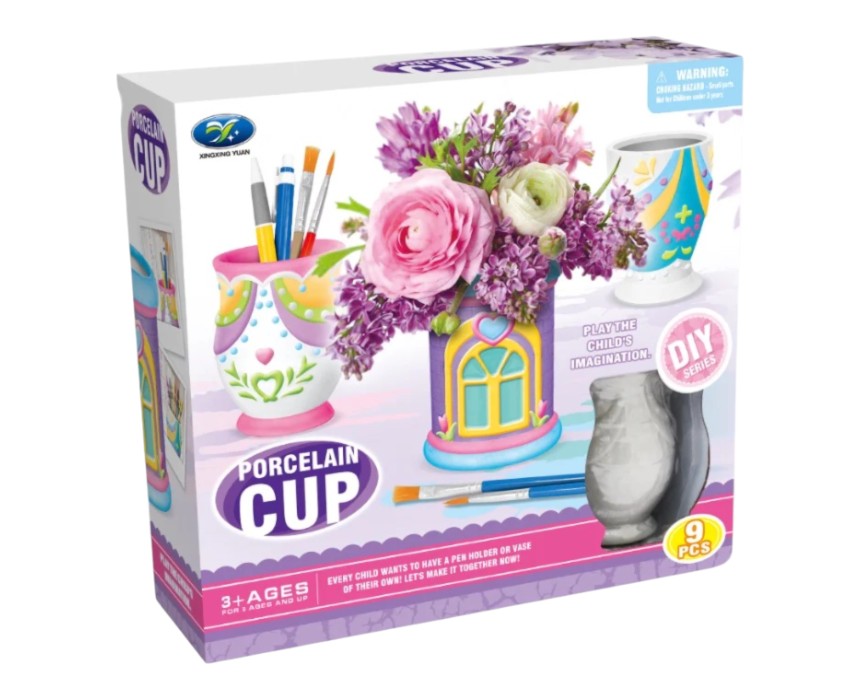 DIY Porcelain Cup Painting Kit (9 pcs)1 Kids Cup Painting Kit - Image 1