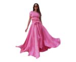 Tammy Silk Crop Top Fuchsia - Image 