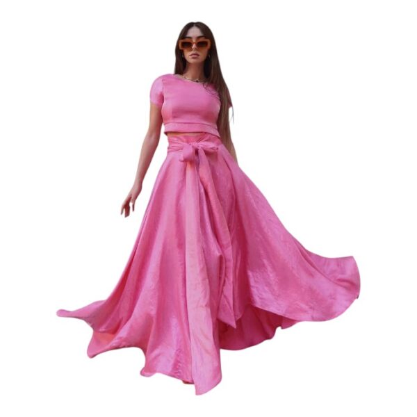 Tammy Silk Crop Top Fuchsia