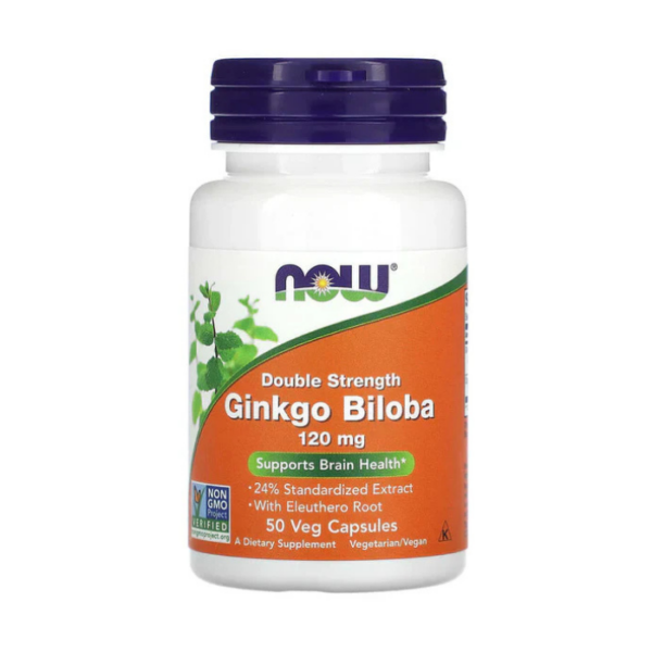 NOW Double Strength Ginkgo Biloba 120 mg 50 Veg Capsules