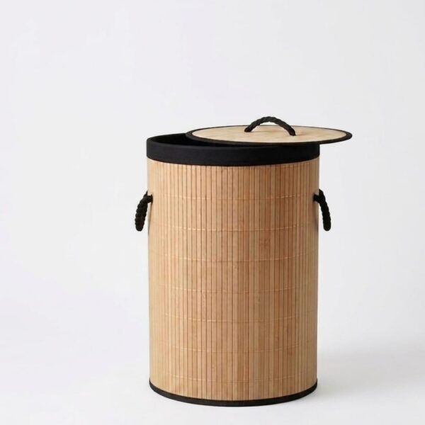 Round Bamboo Laundry Hamper.