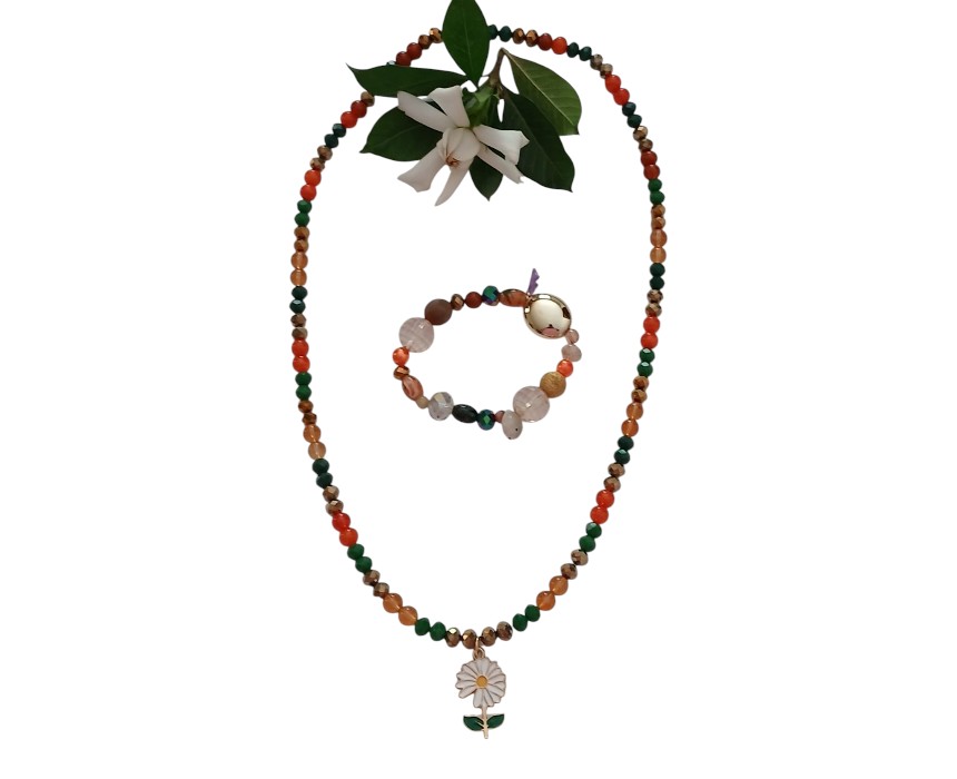 image (31) Spring flower Necklace & Bracelet Set - Image 1