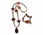 Green and Brown Pendant Necklace Bracelet Set - Image 