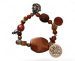 Green and Brown Pendant Necklace Bracelet Set - Image 
