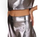 Metallic Mini Skirt Silver - Image 