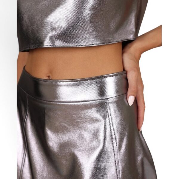 Metallic Mini Skirt Silver