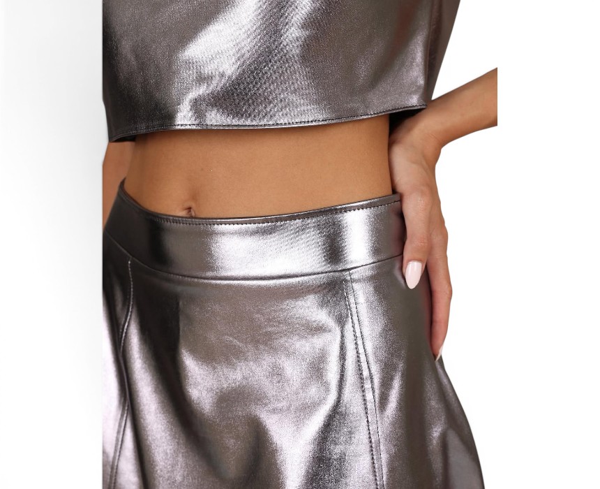 image00002 Metallic Mini Skirt Silver - Image 1