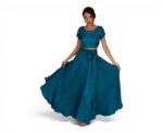 Tammy Silk Crop Top Duck Blue - Image 