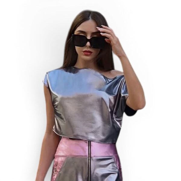 Metallic Mini Skirt Electric Blush