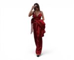 Satin Crop Top Wine Red - Image 