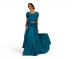 Tammy Silk Crop Top Duck Blue - Image 
