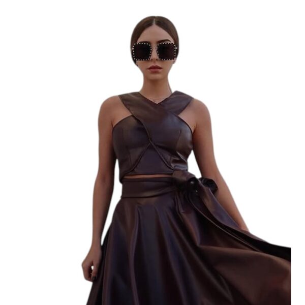Cross Front Crop Top Plum