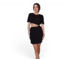 Meli French Terry Cut-Out Black Dress - Image 