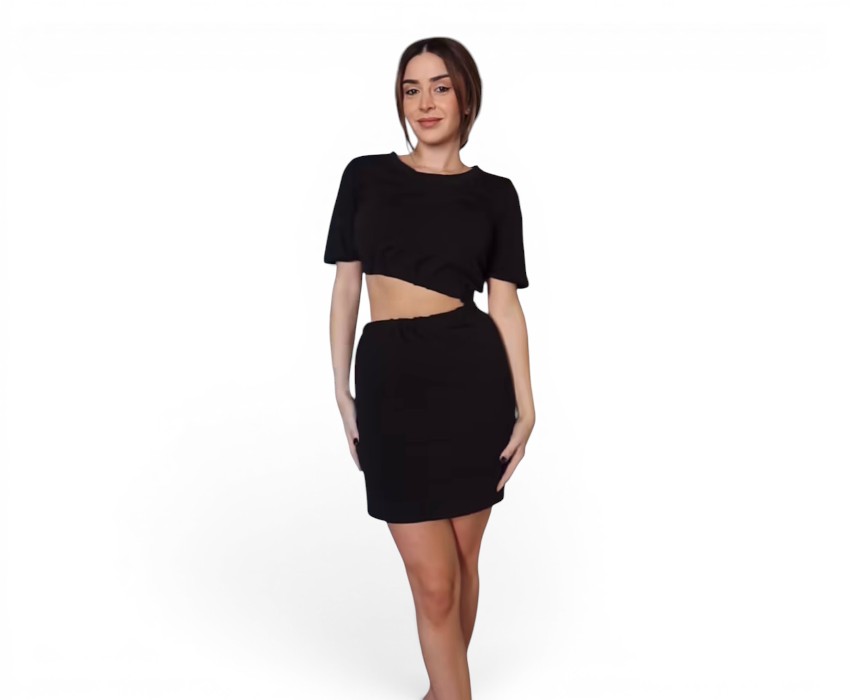 image00010 Cross Front Crop Top Black - Image 1