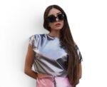Metallic Mini Skirt Electric Blush - Image 