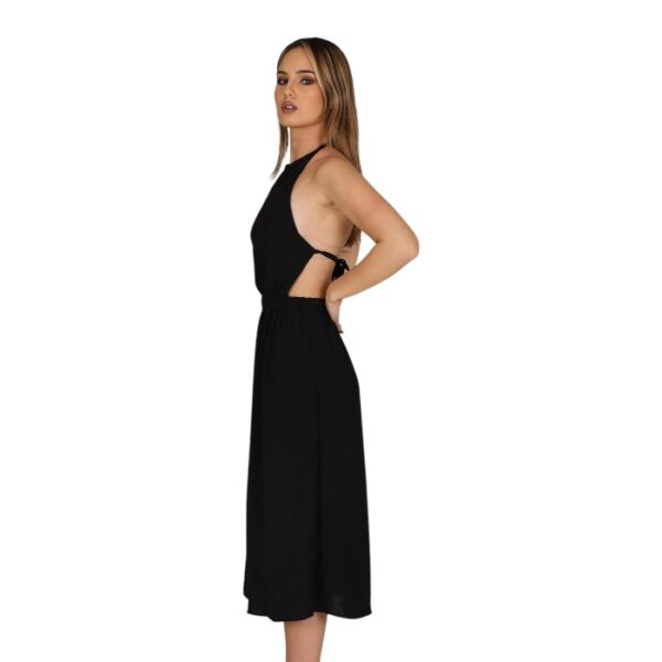 Linen Viscose Midi Dress Black