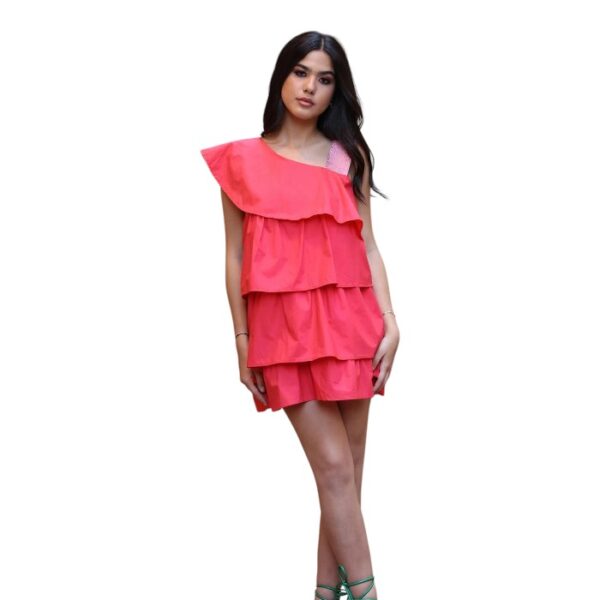 Ruffled Mini Dress Fuchsia