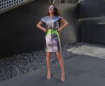 Metallic Mini Skirt Electric Lime - Image 