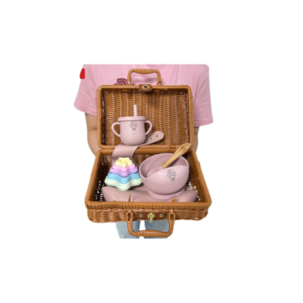 Silicone Feeding Set with Rattan Box