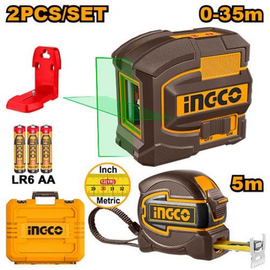 INGCO 2 pcs slef leveling line laser (green)