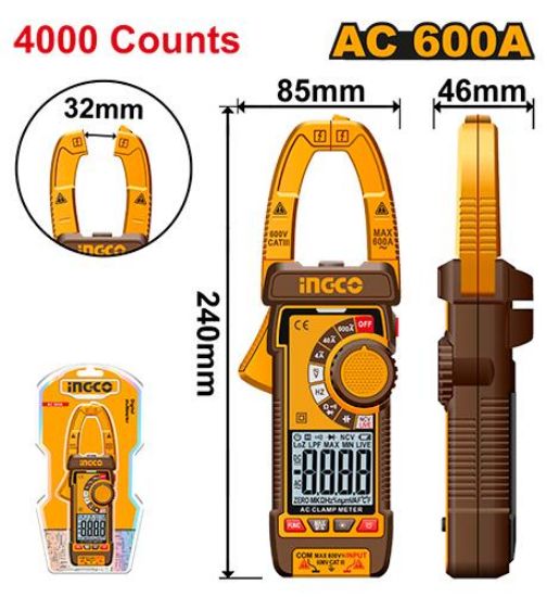 INGCO AC Clamp meter 600A 4000 counts