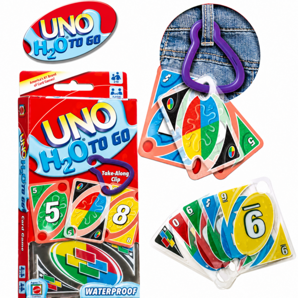 UNO H2O To Go Waterproof Travel Card Game with Clip
