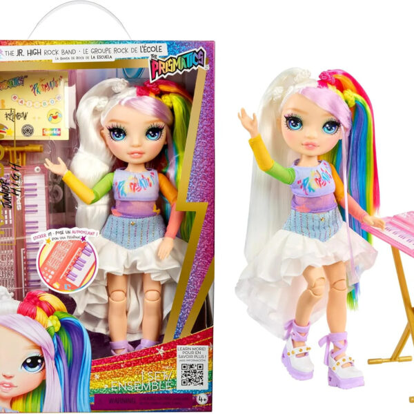 Rainbow High Jr High Rock Band - Amaya, Rainbow 9” Fashion Doll With Keyboard, Customize With Stickers
