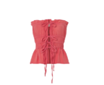 The Ruched Tie Front Top Sunset Coral - Image 