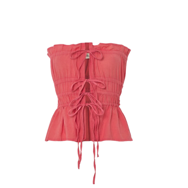 The Ruched Tie Front Top Sunset Coral