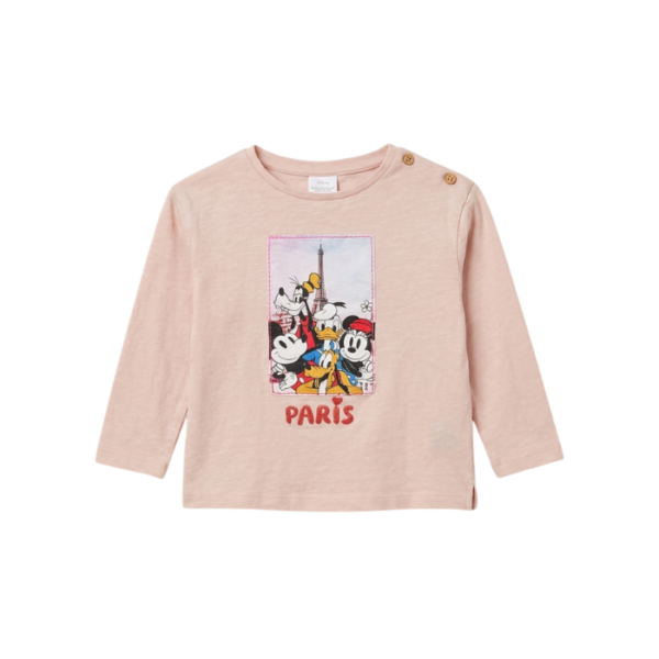 Zara Girls Light Peach Disney Characters Long Sleeve Blouse