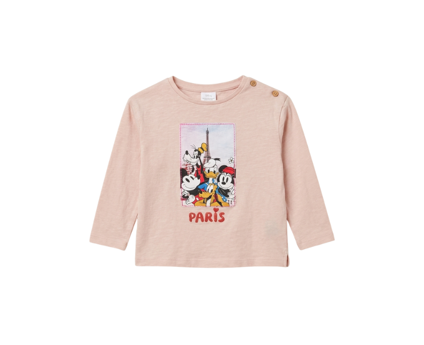 1 Zara Girls Light Peach Disney Characters Long Sleeve Blouse - Image 1