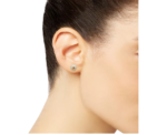 Karl Lagerfeld Paris Womens Imitation Pearl Logo Stud Earrings - Image 