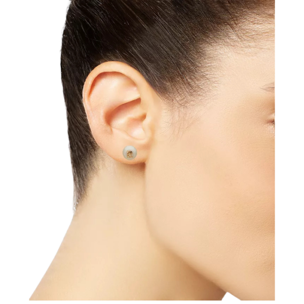 Karl Lagerfeld Paris Womens Imitation Pearl Logo Stud Earrings