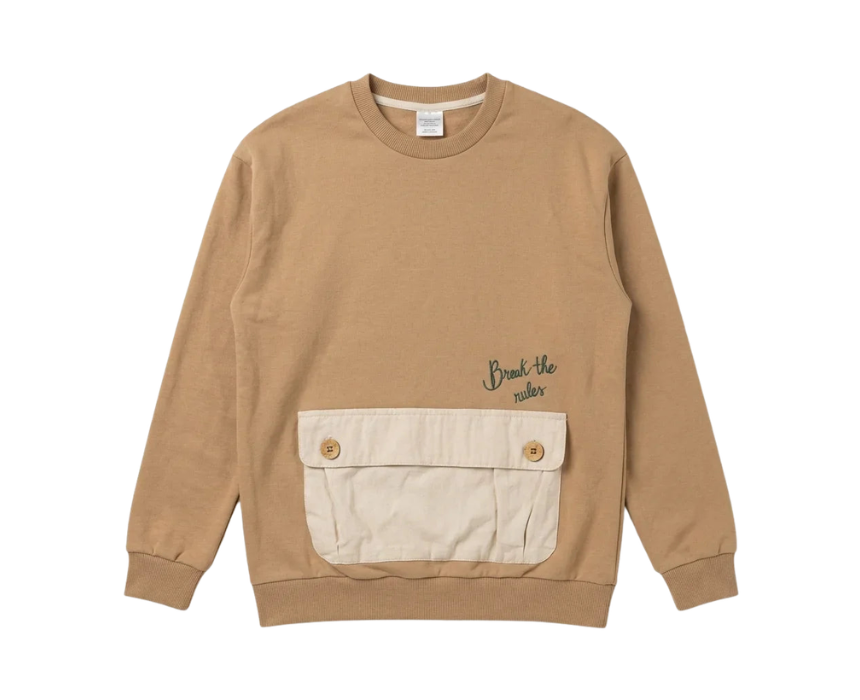 1 Zara Boys Tan And Beige Cargo Pocket Sweatshirt - Image 1