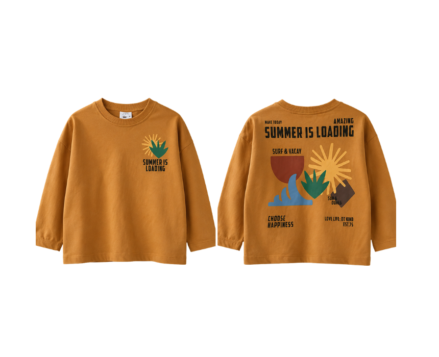 10 Zara Boys Sand Back Print Long Sleeve Blouse - Image 1