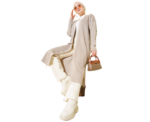 Mink Beige Fine Ribbed Long Cardigan - Image 