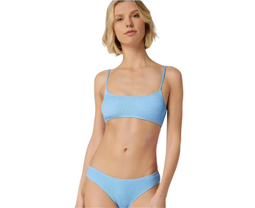 10 Womens Waffle Bikini Set Blue - Image 1