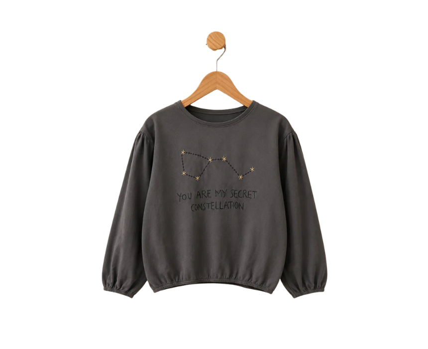 11 Zara Girls Gray Long Sleeve Blouse - Image 1
