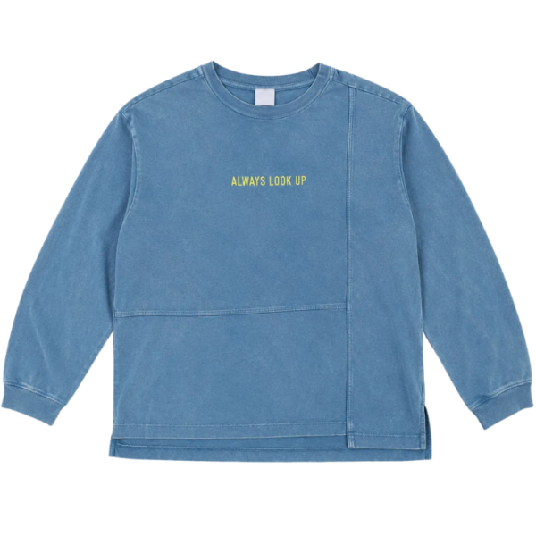 Zara Boys Washed Blue Always Look Up Printed Blouse