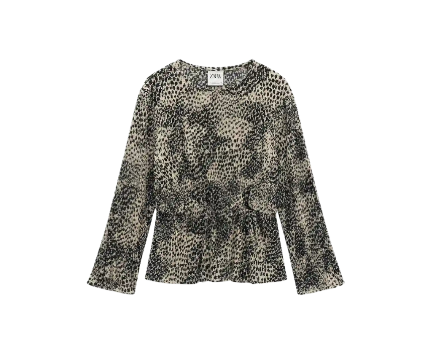 11 Zara Girls Black And White Pleated Blouse - Image 1