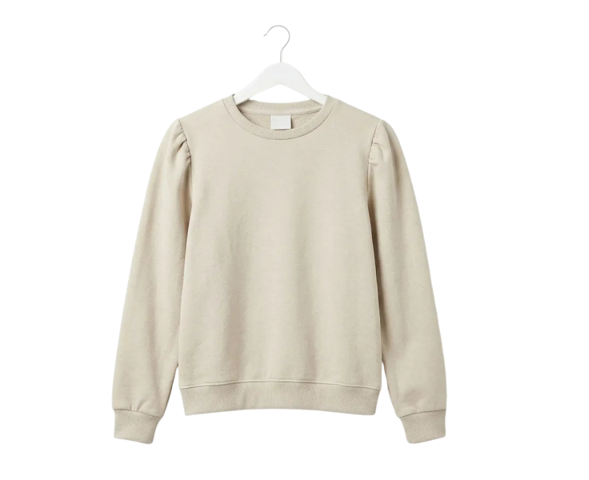11 Zara Girls Greige Puff Long Sleeve Blouse - Image 1