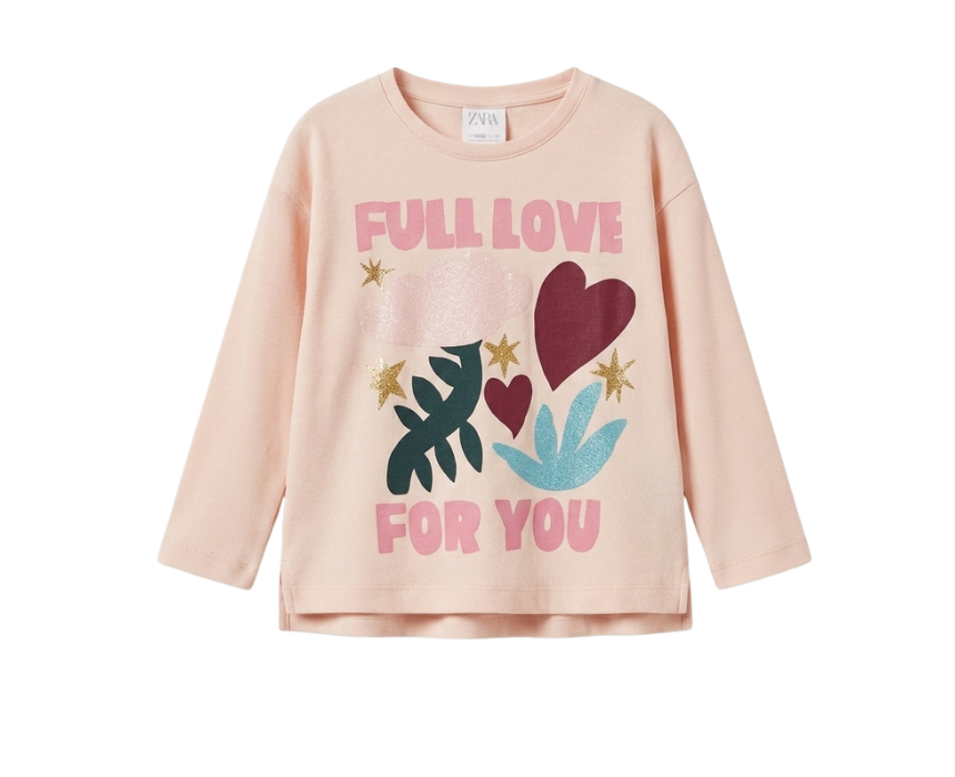 11 Zara Girls Light Pink Printed Blouse - Image 1