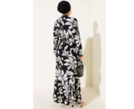 Black And White Floral Print Ruffled Dress - Image 
