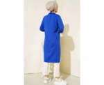 Regular Fit Blue Half Zip Basic Long Tunic - Image 