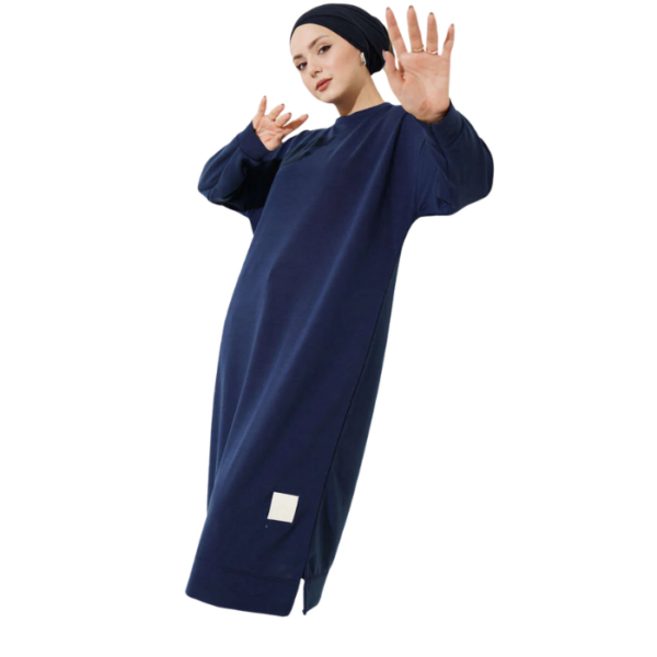Wide Fit Navy Blue Long Basic Tunic