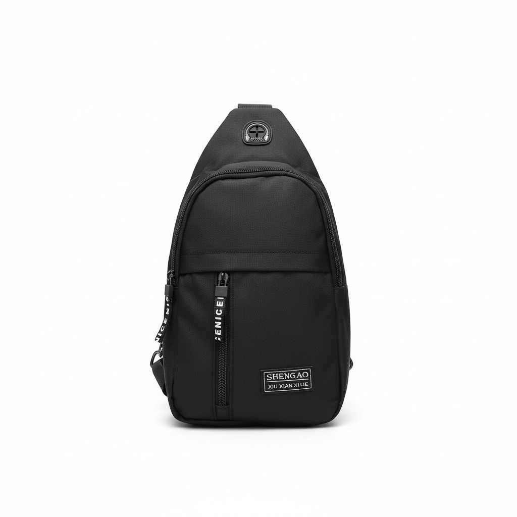 1111100419193 Sling Bag Black With Earphone Pocket#Mlk0315-10