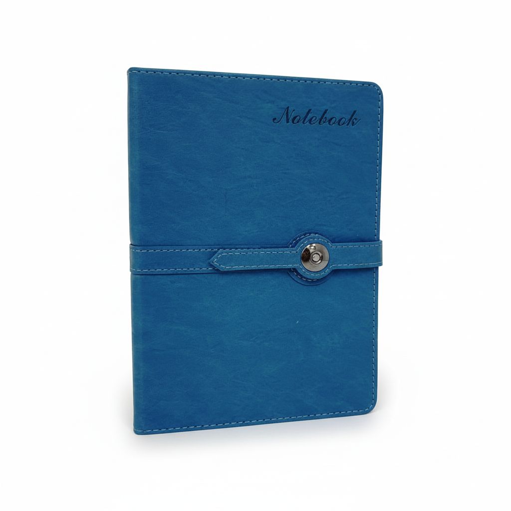 1111100425491 Leather Notebook A5 Lined With Lock Blue/Black 120Sheets-80Gr#Cpnb07-04/ Bl